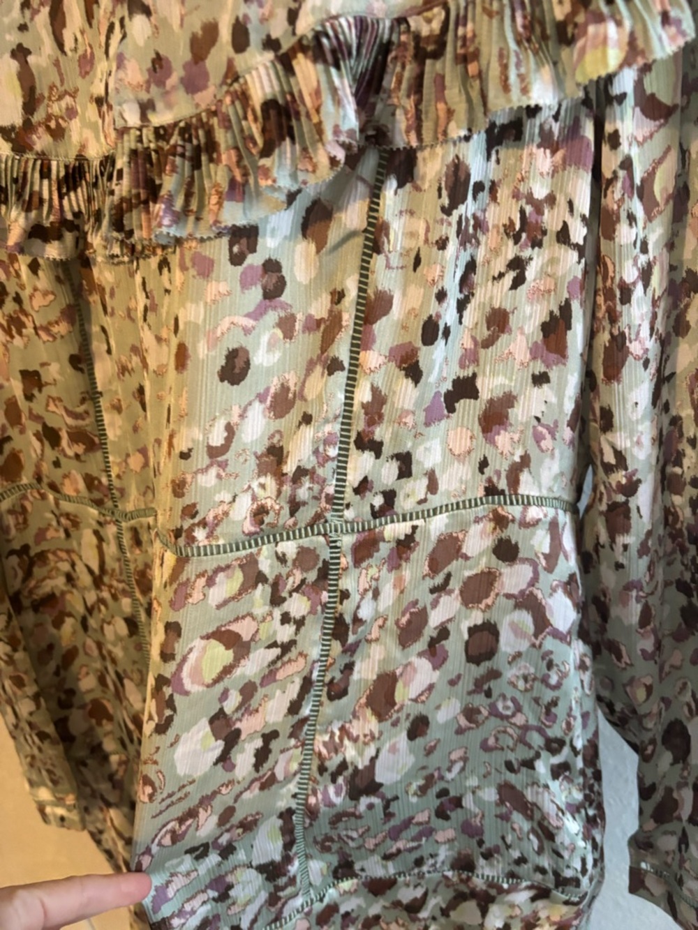 Ted Baker London Cream Floral Ruffle Long Sleeve Mini Dress size 6 - Picture 5 of 7